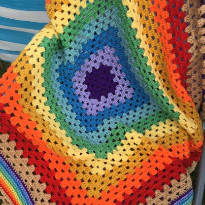 Over The Rainbow Granny Square Blanket