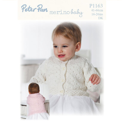 Round Neck and V-Neck Cardigan in Peter Pan Merino Baby DK _ P1163