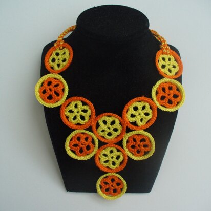 Round Flower Motifs Crochet Necklace