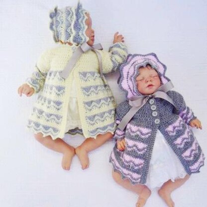 Crochet Pattern baby jacket & hat # 218