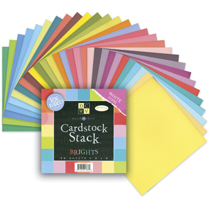 American Crafts DCWV Double-Sided Cardstock Stack 8"X8" 58/Pkg - Brights White Core, 29 Solid Colors/2ea