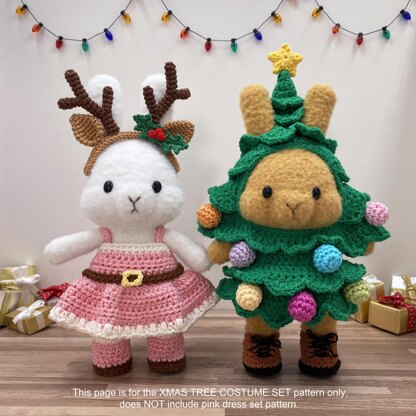 Dress-up Bunny Amigurumi Christmas tree costume set pattern