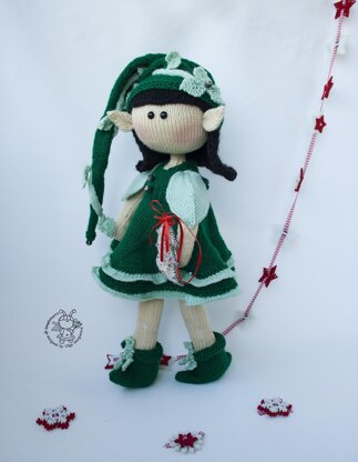 Elf  doll knitted flat