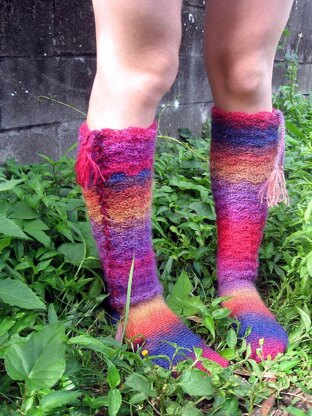 Rainbows and Laces, crochet socks