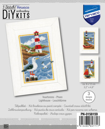 Vervaco Lighthouse Miniature Cross Stitch Kit (3 pcs) - 8cm x 12cm