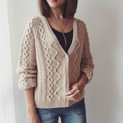 Cabled Cardigan Knitting pattern by Irene Lin | LoveCrafts