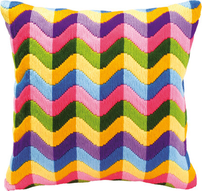 Vervaco Colourful Waves Long Stitch Cushion Front - 40 x 40cm