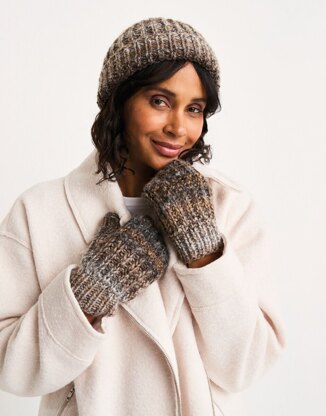 Marbled Hat & Mittens Knitting Pattern in Sirdar Jewelspun With Wool Chunky - Downloadable PDF