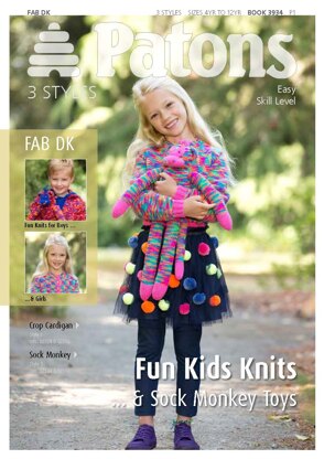Fun Kids Knits and Socks Monkey Toys in Patons Fab DK 25g and Fab DK 100g