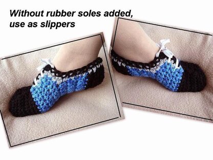 551 Crochet slipper/shoe, Blue lace-up shoe