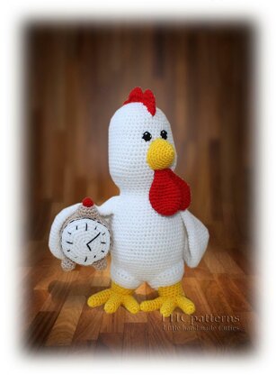 Rooster Crochet Pattern, Chicken Crochet Pattern, Crochet Farm Animals, Alarm Clock Crochet Pattern, Crochet Alarm Clock, Crochet Rooster