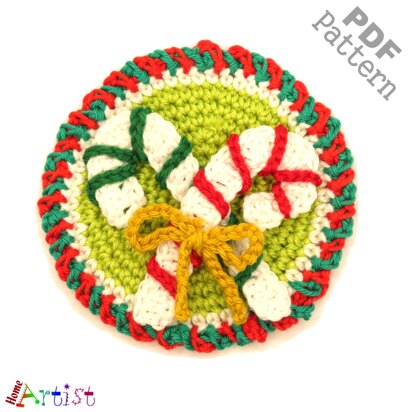 Candy Cane crochet applique pattern