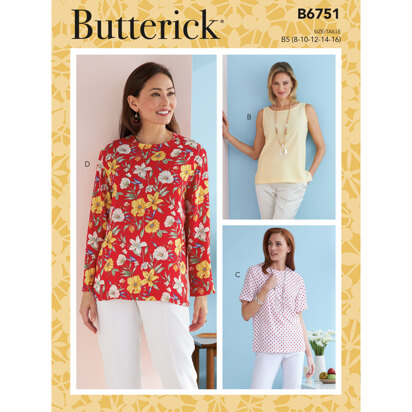 Butterick Pulloveroberteile für Damen und kleine Damen B6751 - Schnittmuster