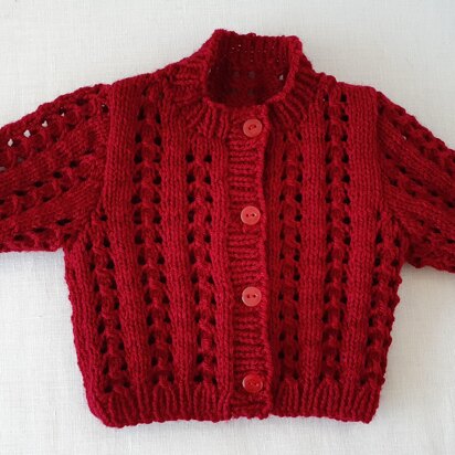 Jenna - babies 8ply lace cardigan