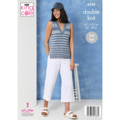 Round Neck and V Neck Tops Knitted in King Cole Jamboree DK - P6350