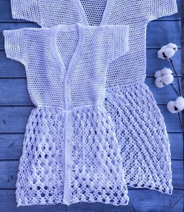 Crochet beach tunic for kids "Summer night".