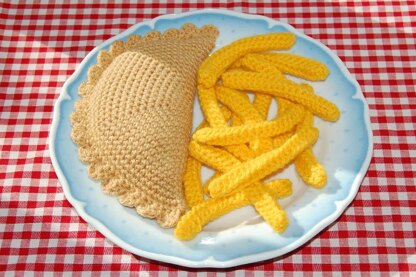 Knitting & Crochet Pattern for a Cornish Pasty and Chips / Fries - Knitted Toy Food