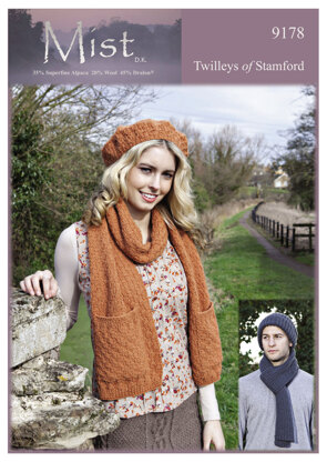 Knitted Scarves & Hats in Twilleys Mist DK - 9178