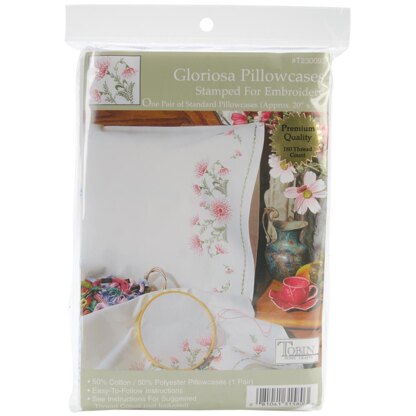 Tobin Stamped Pillowcase Pair 20in x 30in Gloriosa Embroidery Kit
