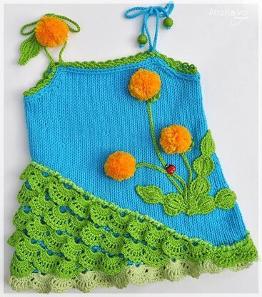 Dandelion Tunic Hand Knitted with crochet details