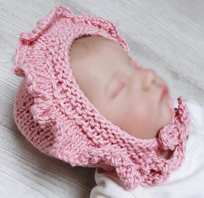 Baby Bonnet with Frill Trim PDF Knitting Pattern, 0-12 months