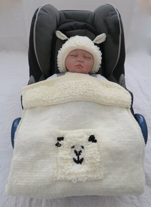 Little Lamb Baby Car Seat Blanket & Hat