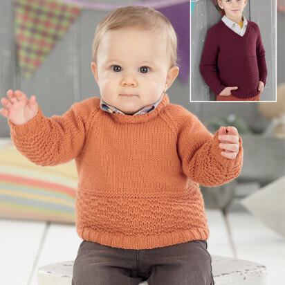 Round Neck and V Neck Sweaters in Sirdar Snuggly DK - 4583 - Downloadable PDF