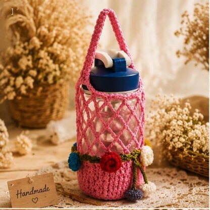 Crochet Flower Bouquet Bottle Cover Pattern PDF & Video Tutorial