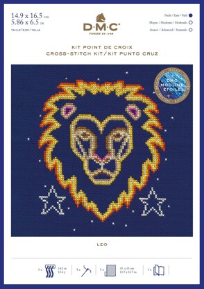 DMC Leo Cross Stitch Kit - 7in