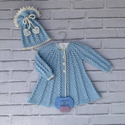 Sharan Baby Swing Coat knitting pattern, 18 inch chest 3-6mths