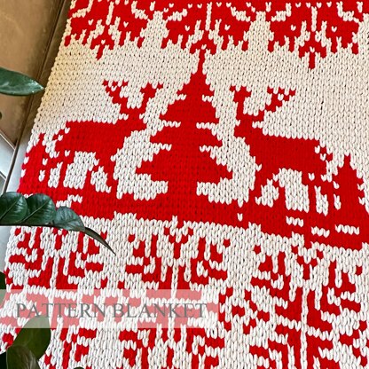 Deers by fir tree blanket pattern