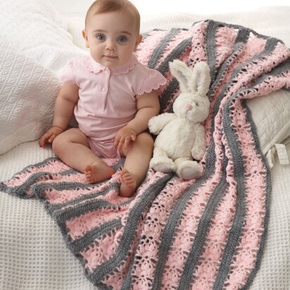 Lacy Stripes Blanket in Bernat Softee Baby Solids