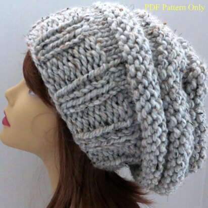 Chunky Mini-Beehive Slouch Hat Pattern - knitting pattern