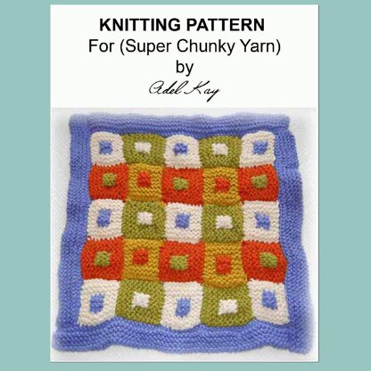 Enya Chunky Blanket Throw Afghan Square Chunky Yarn Knitting Pattern by Adel Kay