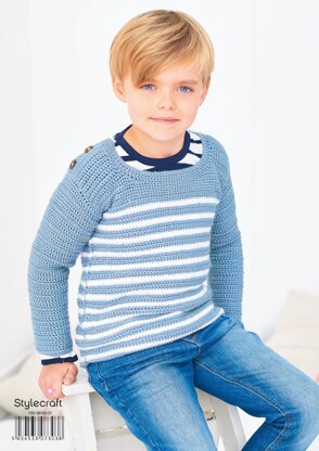 Crochet Striped Top and Sweater in Stylecraft Bambino DK - 9608 - Downloadable PDF