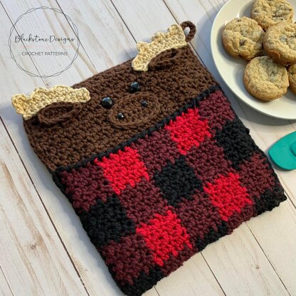 Plaid Moose Pot Holder