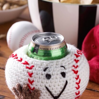 Baseball Can Cozy in Red Heart Super Saver Economy Solids - LW4186