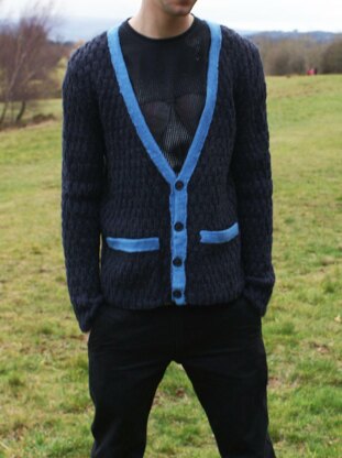 Knitting Pattern for Man's Cardigan with Contrast Edges