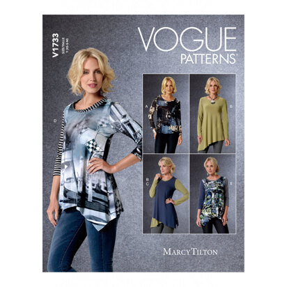 Vogue Misses' Shaped-Hemline Tops V1733 - Sewing Pattern