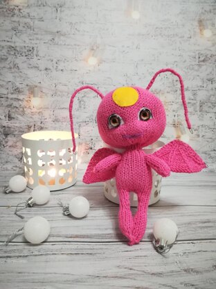 Knitting pattern cute toy pink bug and little fox From the Kwami collection