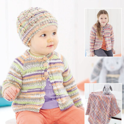 Cardigan, Hat and Blanket in Sirdar Snuggly Baby Crofter DK - 4796 - Downloadable PDF