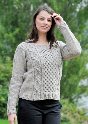 Gentle Aran Pullover in Cascade Ecological Wool - A152