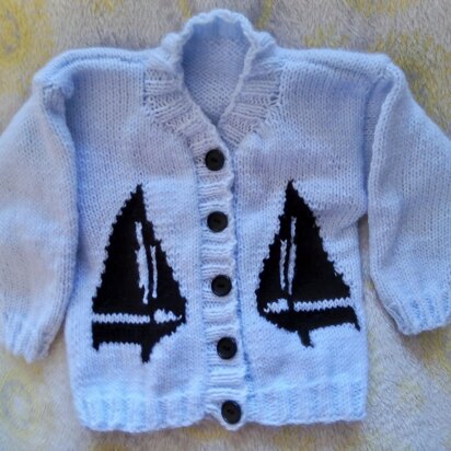 Sail Boat Baby Cardigan