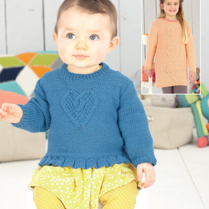 Sweater and Dress in Sirdar Snuggly DK - 4494 - Downloadable PDF - knitting pattern