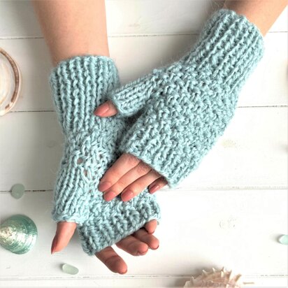 Glacier Blue Fingerless Gloves