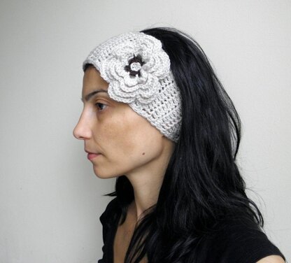 Headband,  earwarmer with 3D flower