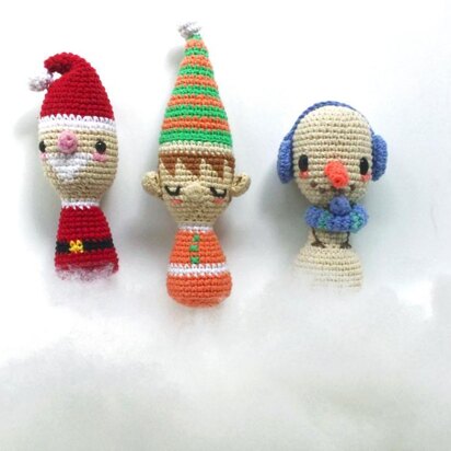 MINI CHRISTMAS SANTA CLAUS, ELF AND SNOWMAN SET - amigurumi pattern