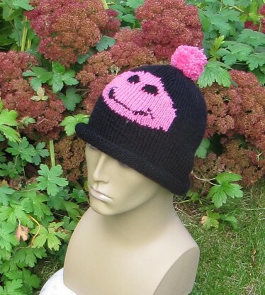 FREE Smiley Roll Brim Bobble Beanie