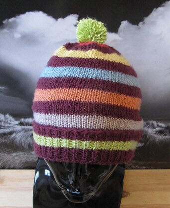 Stripe Bobble Beanie Hat