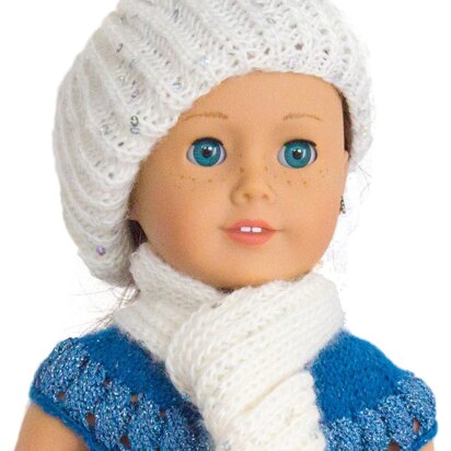 Hat and Scarf for 18 inch Doll, Doll Clothes Knitting Pattern, Doll Accessories